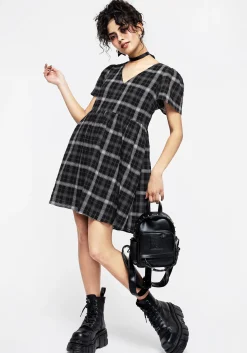 Dilemma Check Mini Smock Dress
