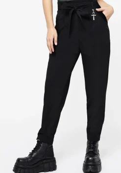 Dinza Tie Waist Tapered Trousers