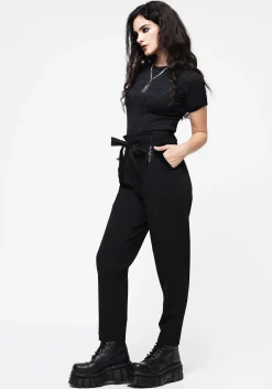 Dinza Tie Waist Tapered Trousers