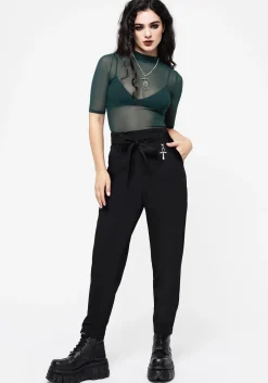 Dinza Tie Waist Tapered Trousers