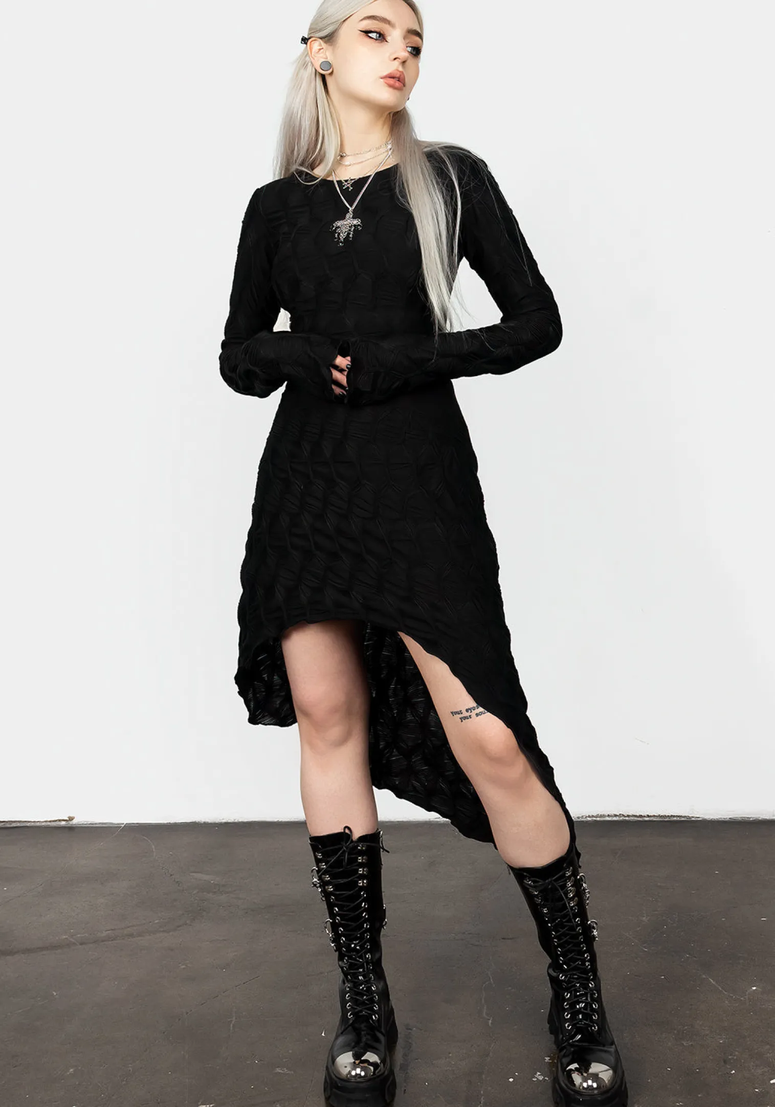 Disquiet Asymmetric Midi Dress