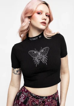 Dolore Rib Embroidered Crop Top