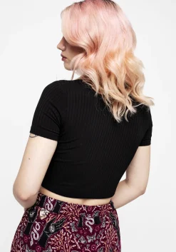 Dolore Rib Embroidered Crop Top