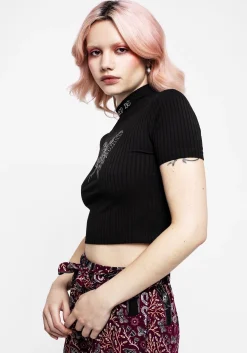 Dolore Rib Embroidered Crop Top