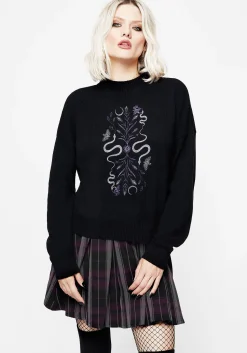 Dominion Snake Embroidered Knit Sweater