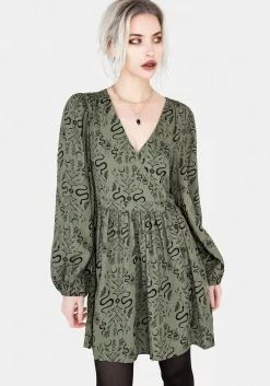 Dominion Snake Print V-Neck Mini Dress