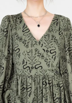 Dominion Snake Print V-Neck Mini Dress