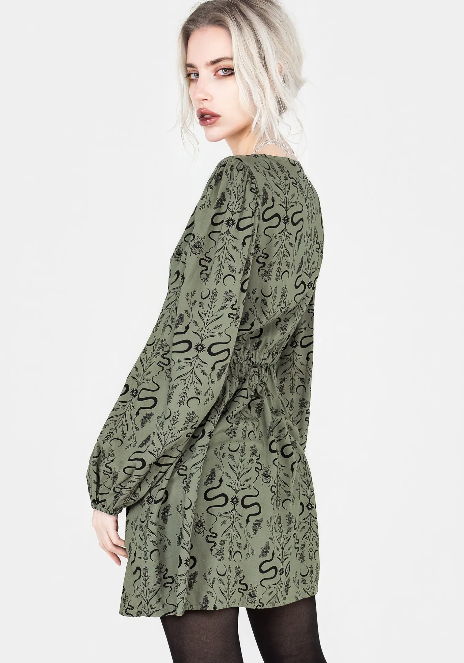 Dominion Snake Print V-Neck Mini Dress