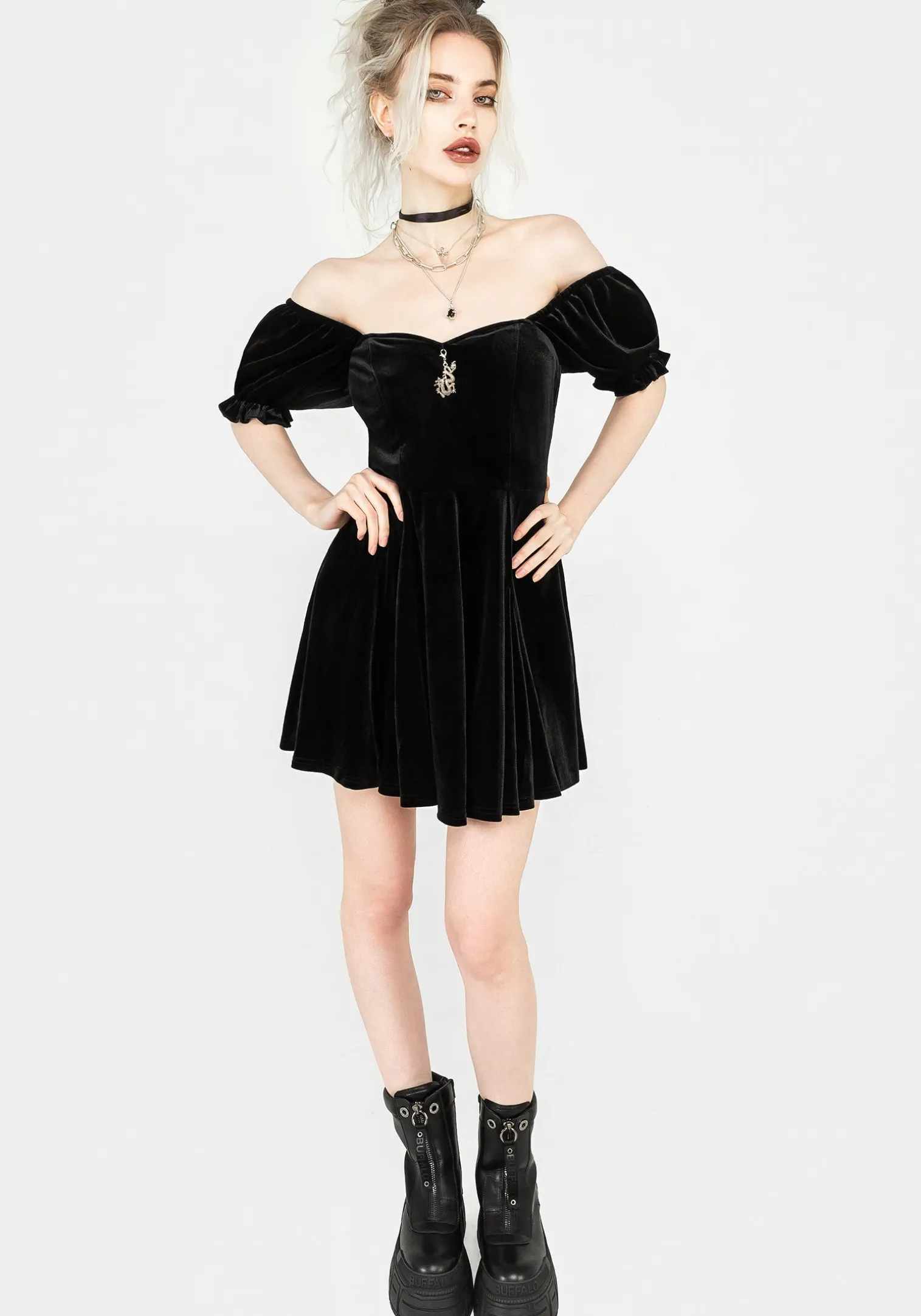 Drakon Velour Corset Mini Dress