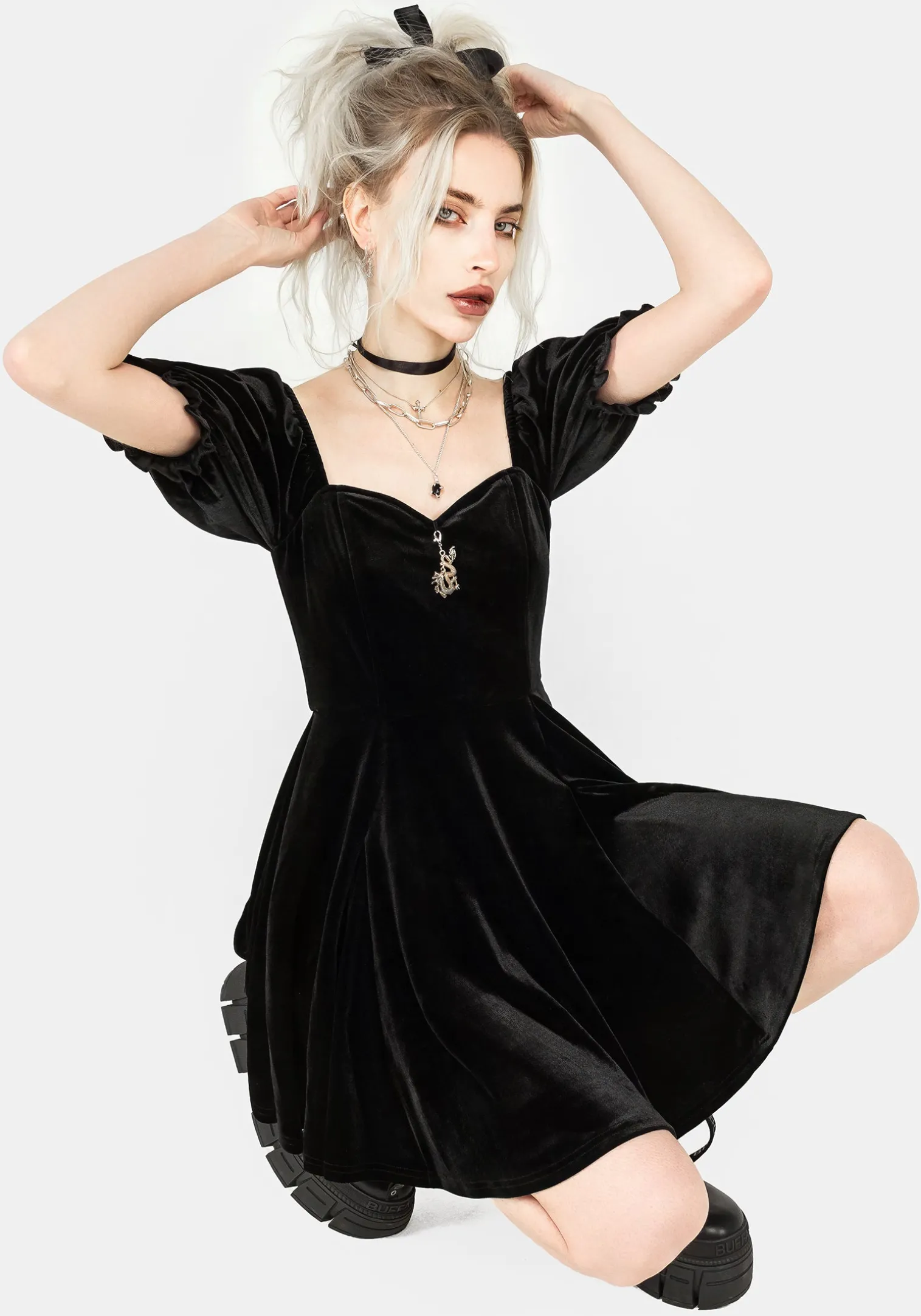 Drakon Velour Corset Mini Dress