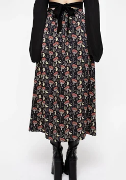 Dreamfast Mushroom Moon Print Button Up Midaxi Skirt