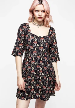 Dreamfast Mushroom Moon Print Mini Dress