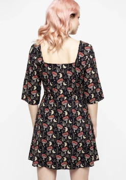 Dreamfast Mushroom Moon Print Mini Dress