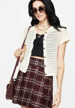 Drifter Pointelle Knit Button Up Top