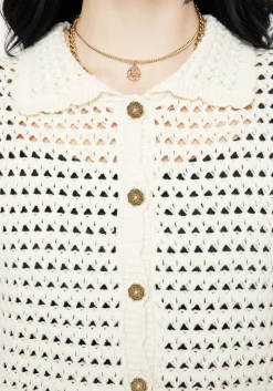 Drifter Pointelle Knit Button Up Top
