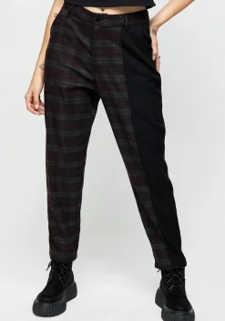Dropout Spliced Check Mom Trousers