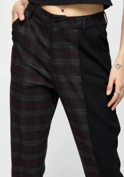 Dropout Spliced Check Mom Trousers