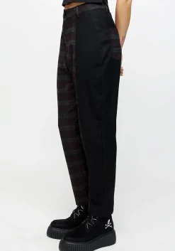 Dropout Spliced Check Mom Trousers