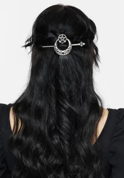 Druantia Pentagram Moon Hair Slide with Pin