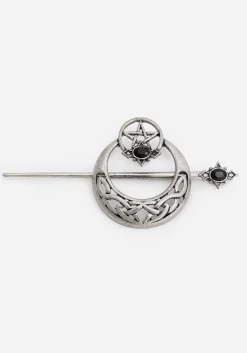 Druantia Pentagram Moon Hair Slide with Pin