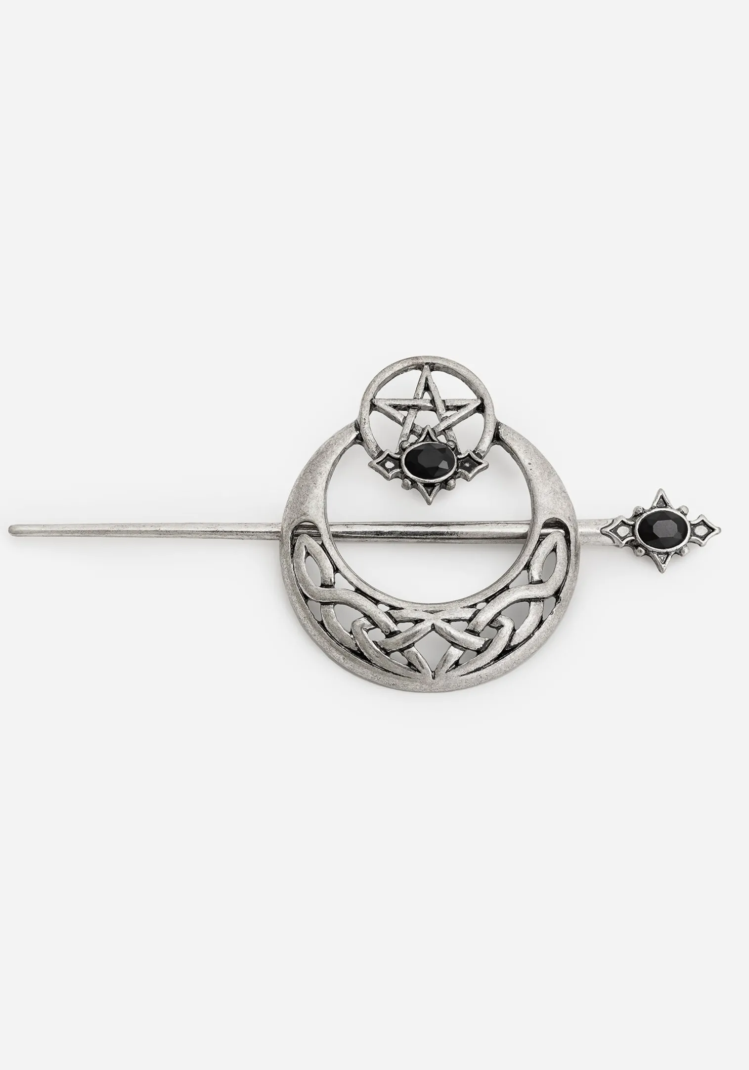 Druantia Pentagram Moon Hair Slide with Pin