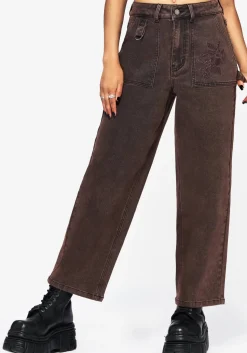 Echo Autumnal Leaf Embroidered Pocket Detail Cropped Jeans