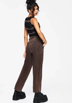 Echo Autumnal Leaf Embroidered Pocket Detail Cropped Jeans