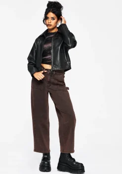 Echo Autumnal Leaf Embroidered Pocket Detail Cropped Jeans