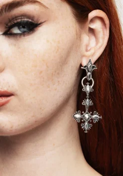 Edwina Cross Drop Earrings