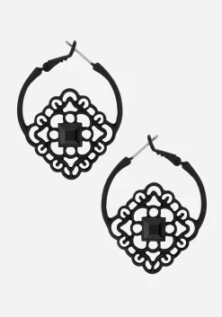 Elaine Ornate Hoop Earrings