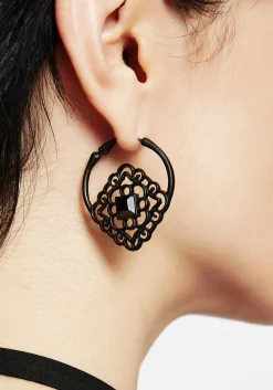 Elaine Ornate Hoop Earrings