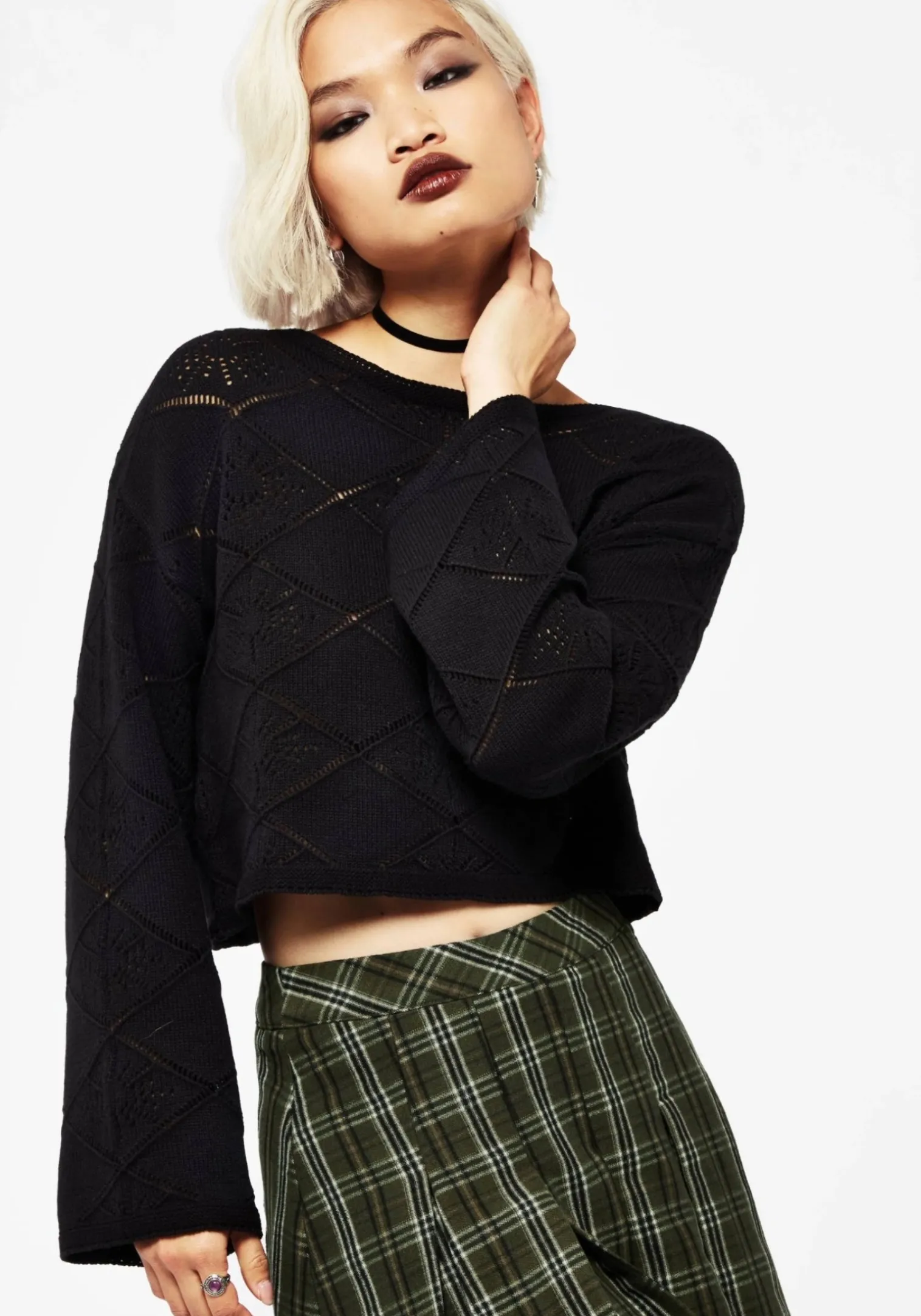 Eliana Celestial Pointelle Knit Crop Jumper