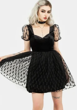 Ellipse Embroidered Tulle Puff Mini Dress