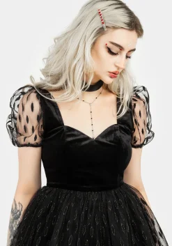 Ellipse Embroidered Tulle Puff Mini Dress