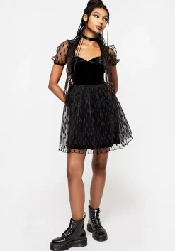Ellipse Embroidered Tulle Puff Mini Dress
