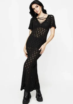Elnora Moth Crochet Knit Maxi Dress