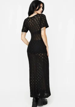 Elnora Moth Crochet Knit Maxi Dress