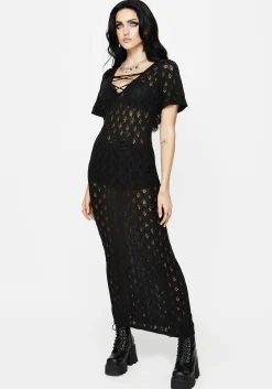 Elnora Moth Crochet Knit Maxi Dress