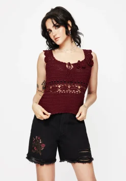 Elnora Moth Hand Crochet Knit Top