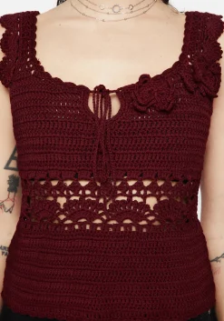 Elnora Moth Hand Crochet Knit Top