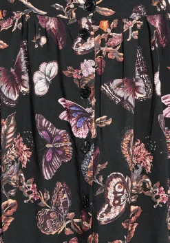 Eloise Floral Butterfly Print Button Up Midi Skirt