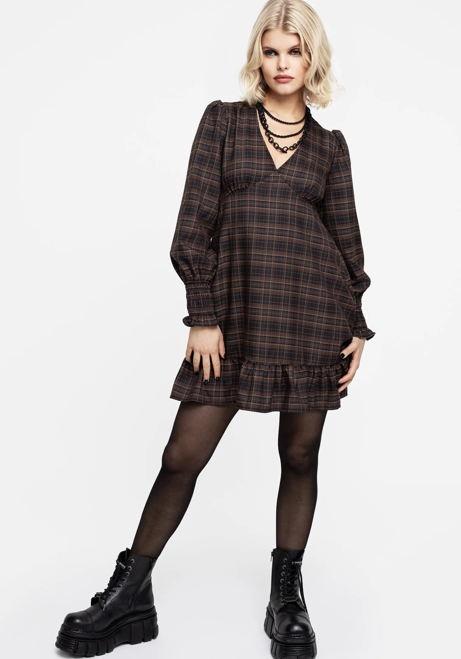 Embla Check Mini Smock Dress