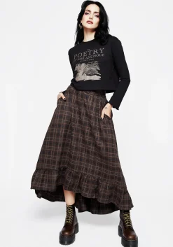 Embla Check Ruffle Maxi Skirt
