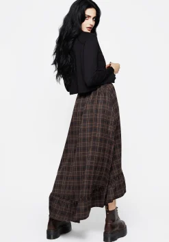 Embla Check Ruffle Maxi Skirt