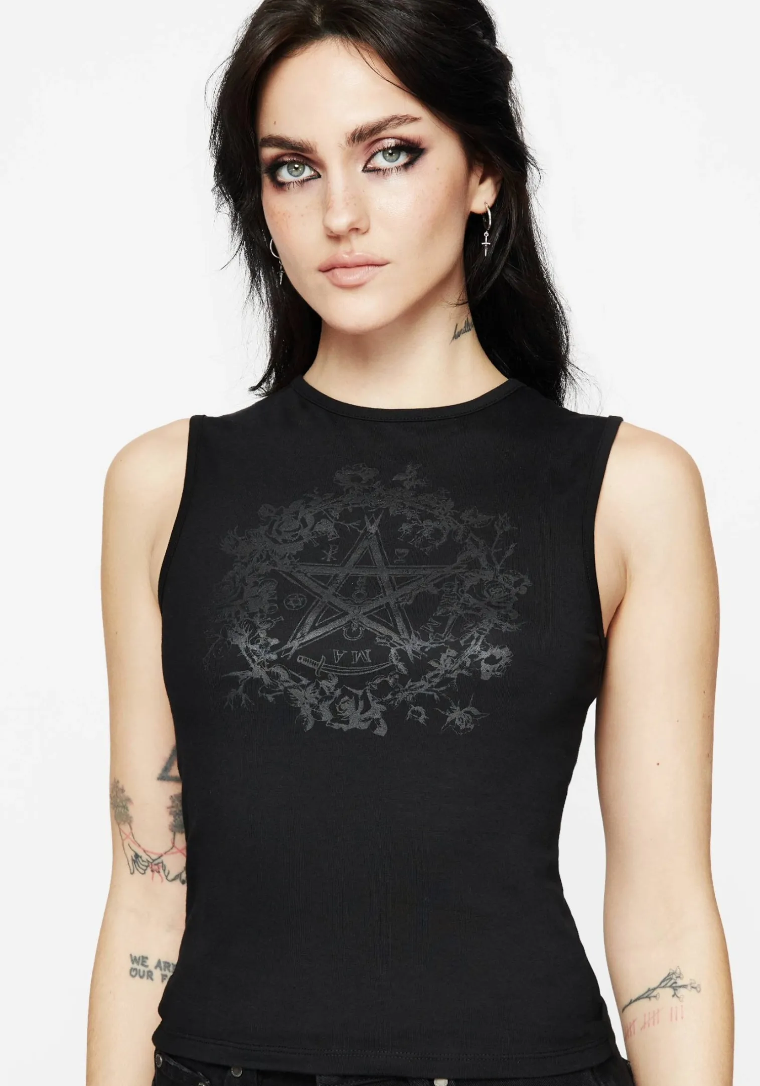 Encore Cotton Thorn and Rose Printed Sleeveless Top