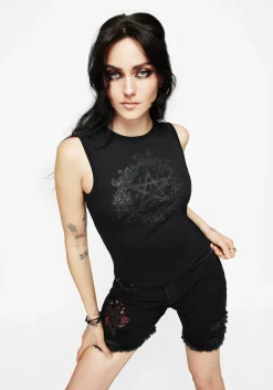 Encore Cotton Thorn and Rose Printed Sleeveless Top