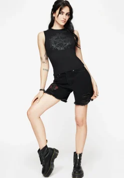 Encore Cotton Thorn and Rose Printed Sleeveless Top