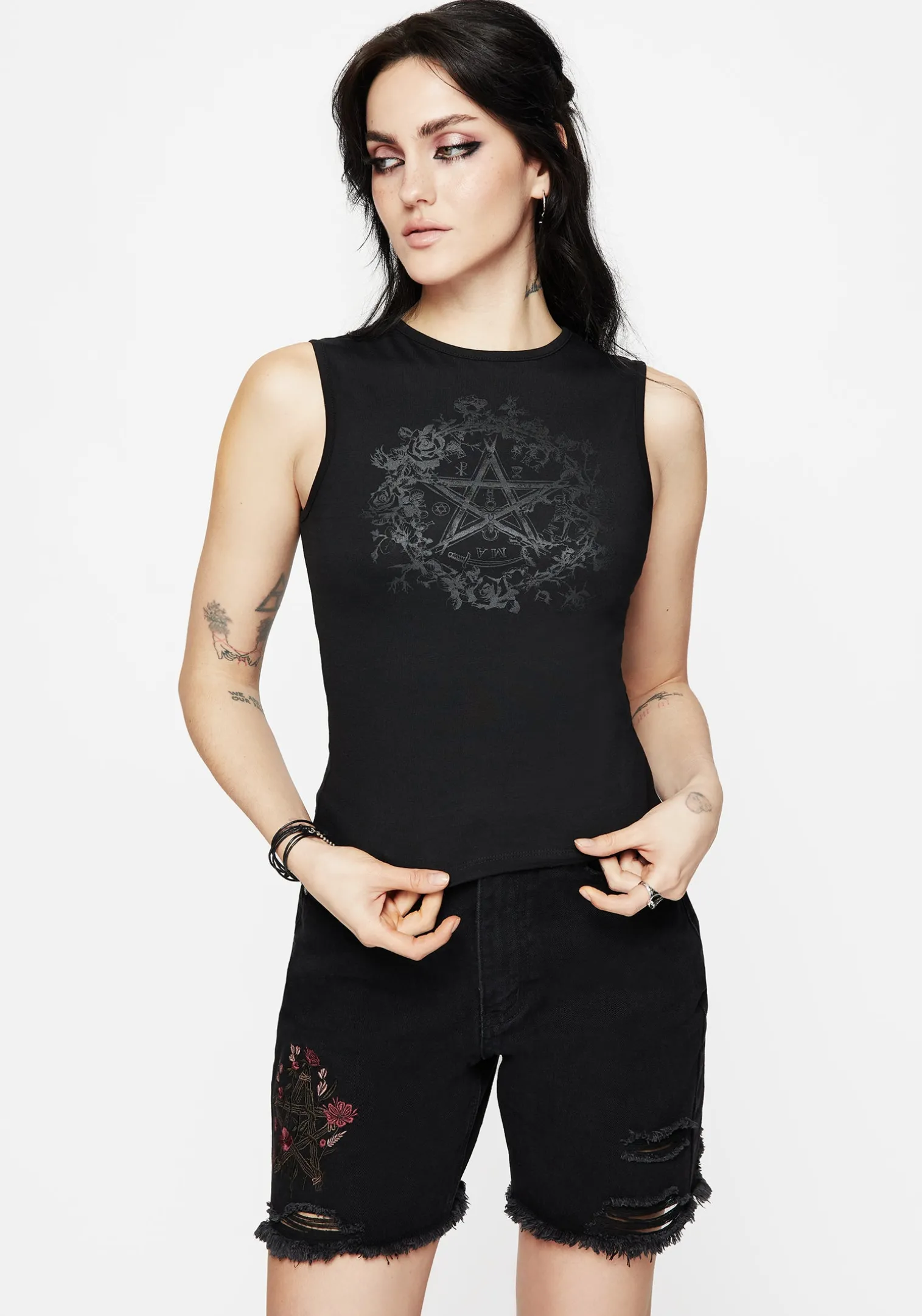 Encore Cotton Thorn and Rose Printed Sleeveless Top