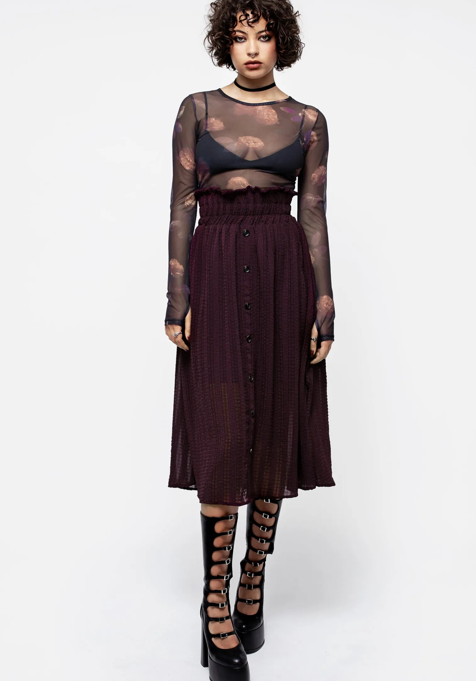 Enola Sheer Check Co-Ord Skirt