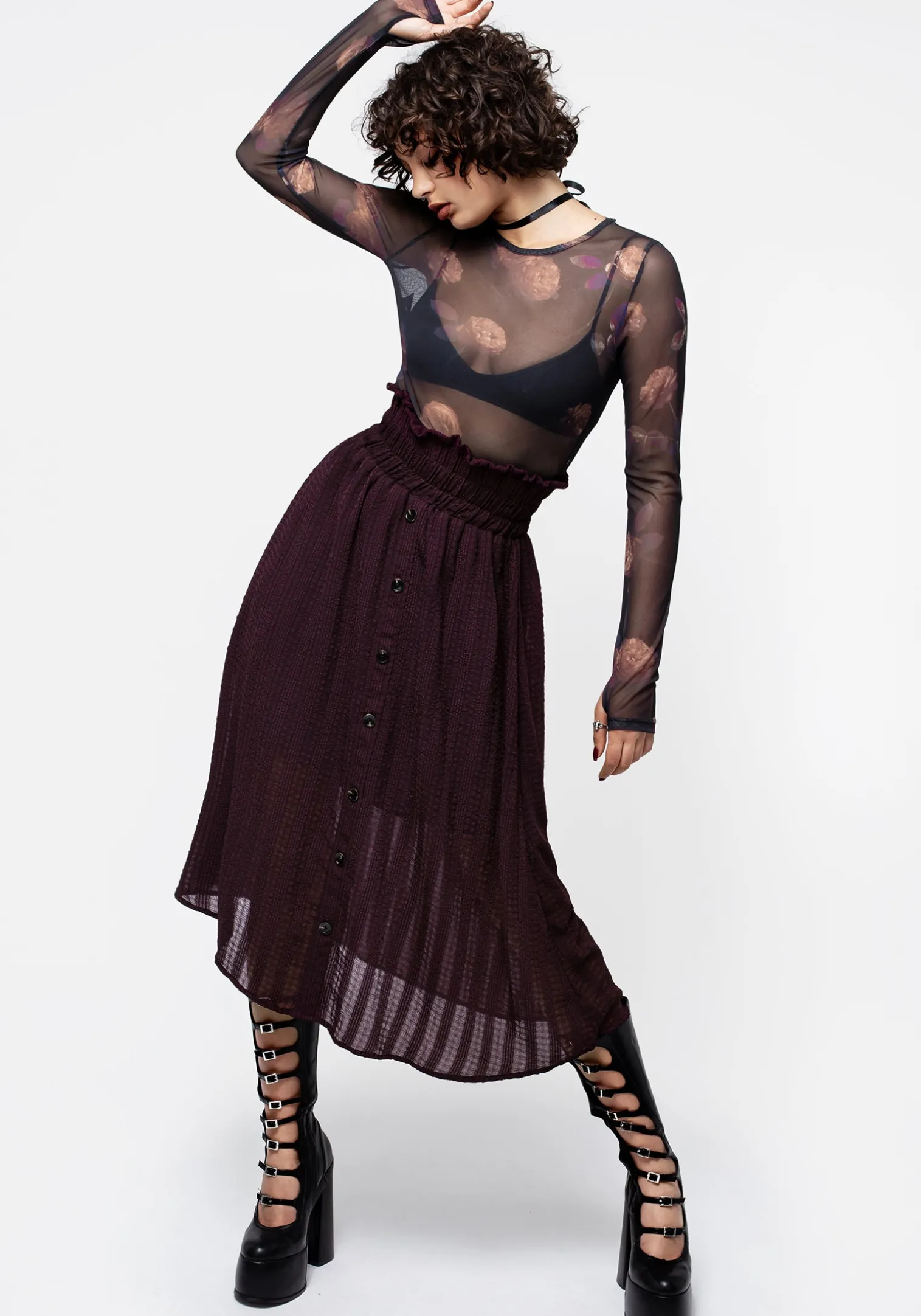 Enola Sheer Check Co-Ord Skirt